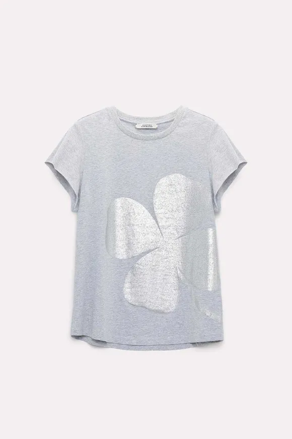 Shirts & Tops | Dorothee Schumacher Lucky You Shirt Grey Melange With Silver Print